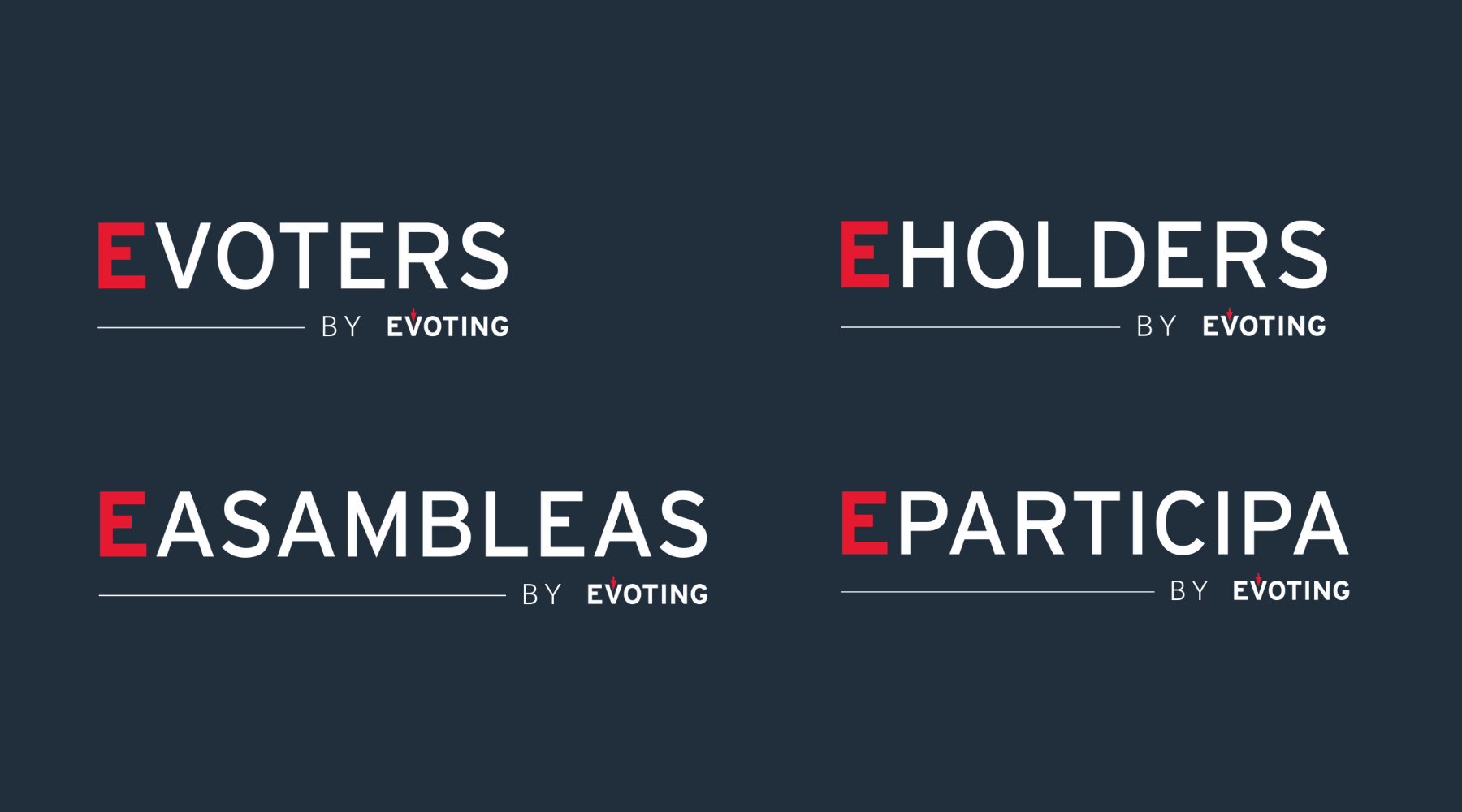 Las 4 plataformas de EVoting: EVoters, EHolders, EAsambleas y EParticipa